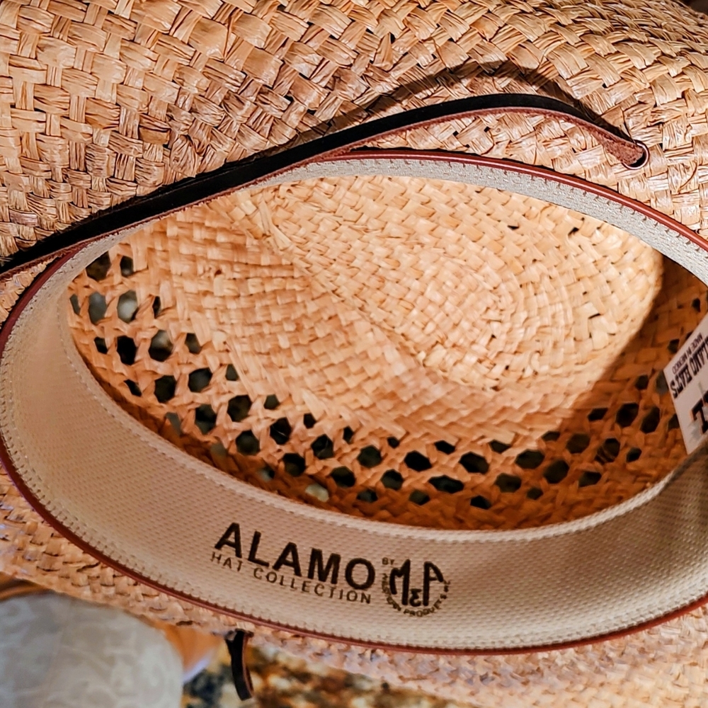 Alamo Woven Straw Hat with Leather chin Band SZ XL - Picture 4 of 11